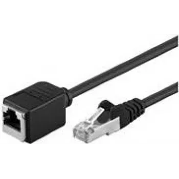 Goobay CAT 5e pagarinātāja kabelis F/UTP, melns, 0,5 m - vara materiāls, RJ45 spraudnis (8P8C) RJ45 ligzda (8P8C) (73386)