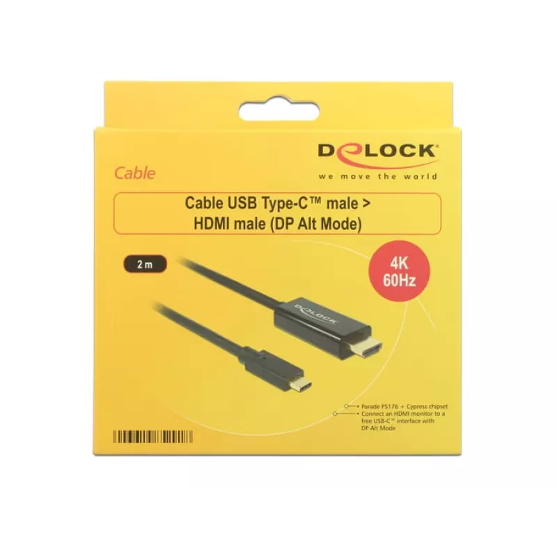 Video kabelis DeLOCK 85291 USB Type-C uz HDMI 2 m Melns