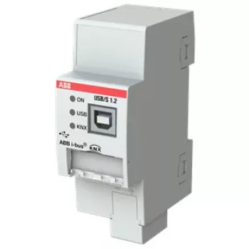 ABB USB/S1.2 interfeisa adapteris ar seriālo un USB 2.0 pieslēgvietām, 21–30 V ieeja, 36×64,5×90 mm, pelēks