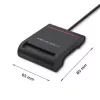 ID kartes skeneris QOLTEC Smart chip ID card scanner — USB, melns, 84.5×65×16 mm, 63 g