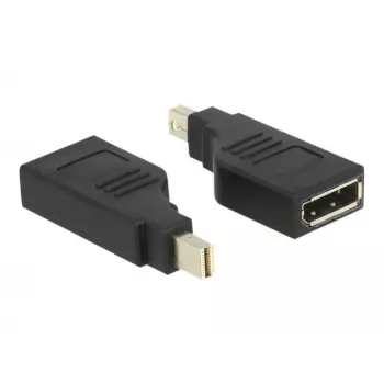 Delock Adapter Mini DisplayPort 1.2 vīrišķais > DisplayPort sievišķais 4K 90° pagriezts - Mini DisplayPort (vīr.) leņķa uz DisplayPort (siev.) leņķa - Melns (65626)