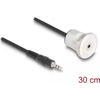 Audio kabelis DeLOCK 88188 0.3m 3,5mm vīrietis-sieviete melns sudrabs