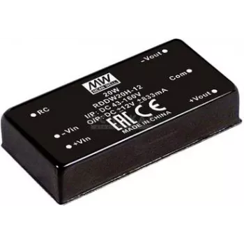 MEAN WELL RDDW20H-12 līdzstrāvas pārveidotājs, 20 W, ieeja 43–160 V, izeja ±12 V