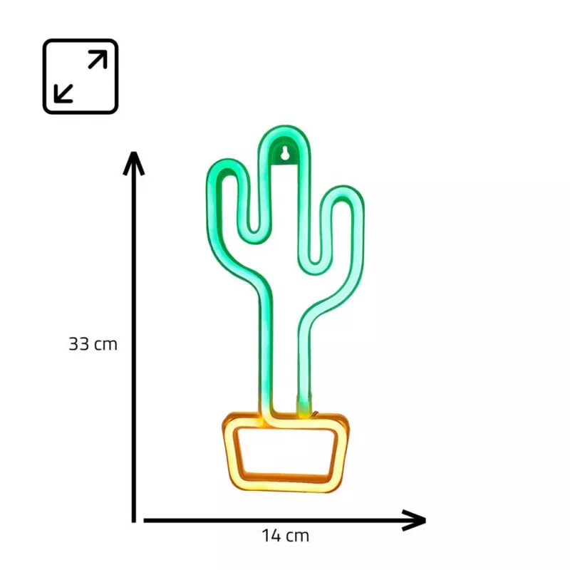 Dekoratīvā neona gaisma MANTA SNL07GNT Cactus Green Yellow, neona zīme