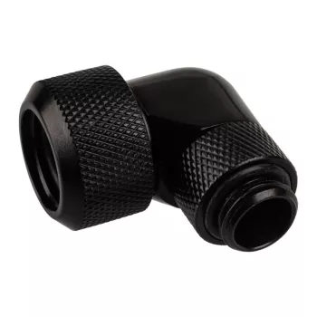 Alphacool Eiszapfen 16mm cietās caurules skrūvējams savienotājs 90° grozāms G1/4 - leņķa kompresijas savienotājs šķidruma dzesēšanas sistēmai - dziļi melns