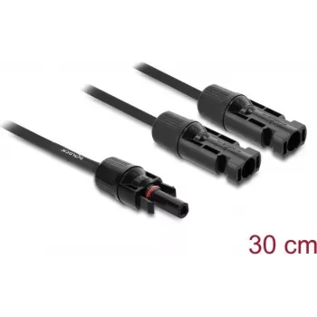 DELOCK saules paneļu sadalītāja kabelis 2x spraudnis uz 1x ligzdu 30 cm melns (89298)