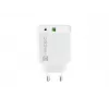 Sienas lādētājs NATEC RIBERA 12V 20W USB-C PD 3.0 + USB-A Samsung AFC Balts