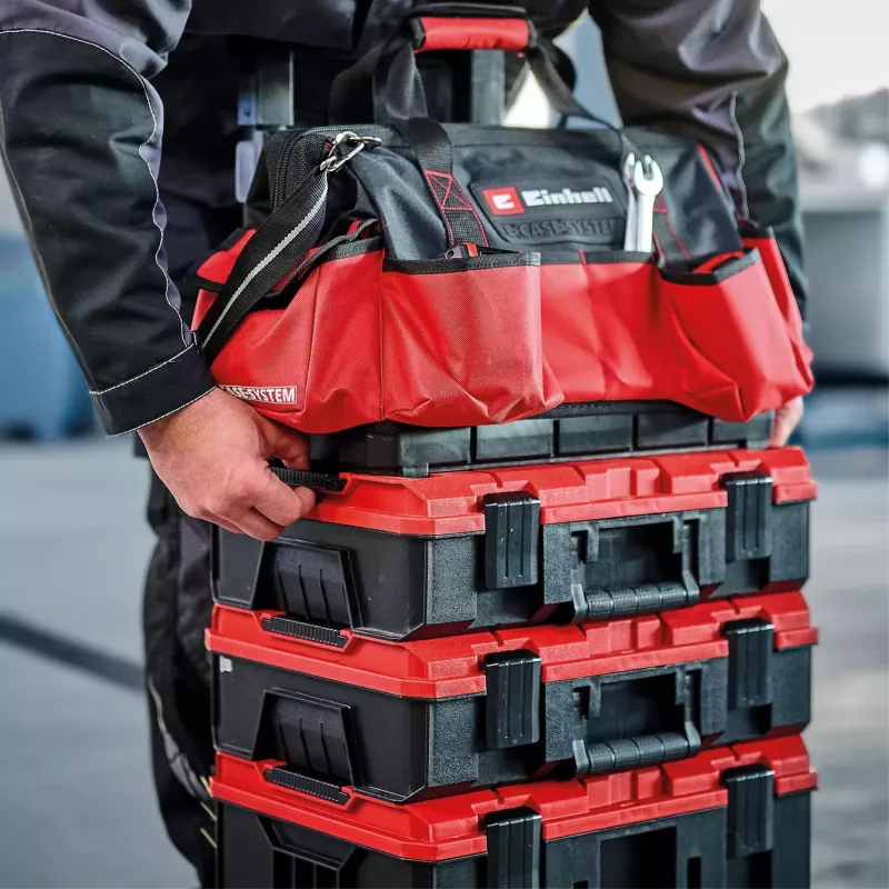 Einhell 4540036 E-Case Bag sistēmas instrumentu soma, poliesters, 30 kg slodze, melna/sarkana
