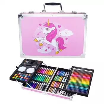 Extralink zīmēšanas komplekts bērniem Art and Craft 145 gabali lielā kastē Vienradzis