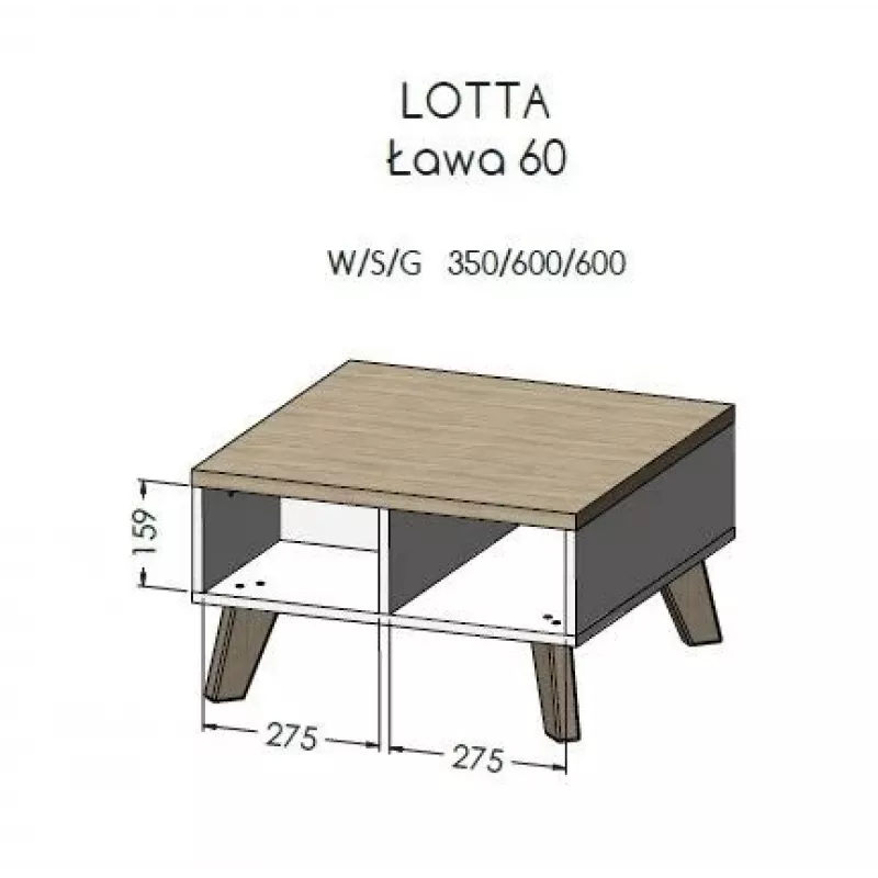 Cama LOTTA 60 Kafijas galdiņš votana ozols/mat melns