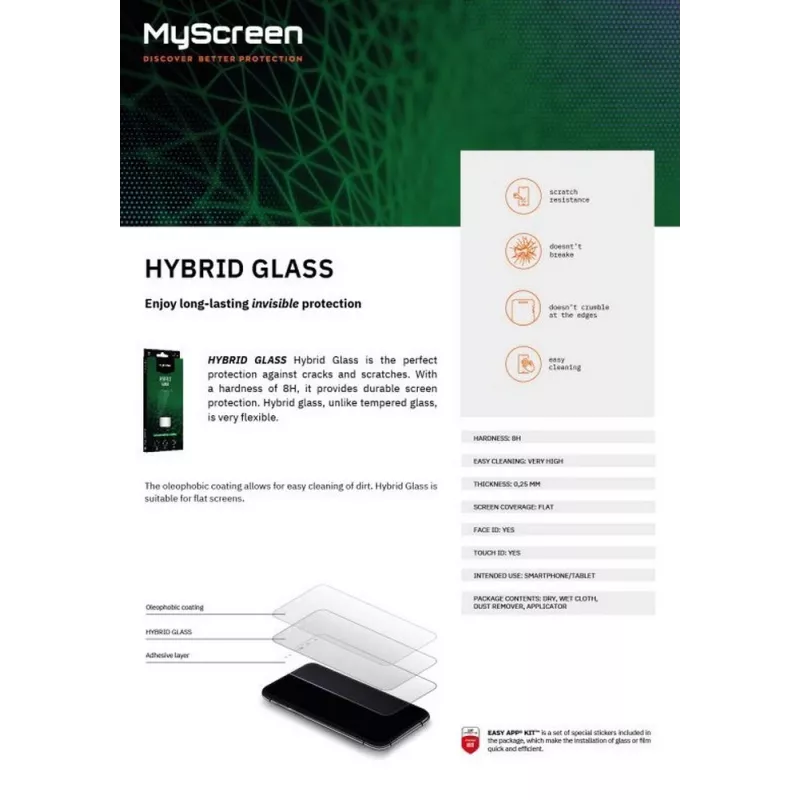 Hibrīda rūdīta stikla ekrāna aizsargs MyScreen Samsung Galaxy A35 M8101HG 9H cietība