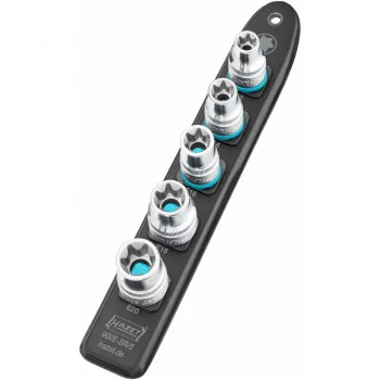 Uzgriežņu atslēgu komplekts Hazet 900E-SR/5 — 1/2 inch piedziņa TORX E12–E20 īsie uzgriežņu atslēgas