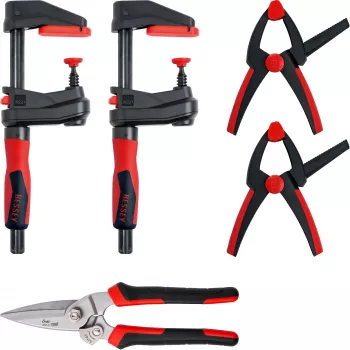Skavu komplekts Bessey DIY-SET1-A 5 gab., 4 skavas un skārda šķēres
