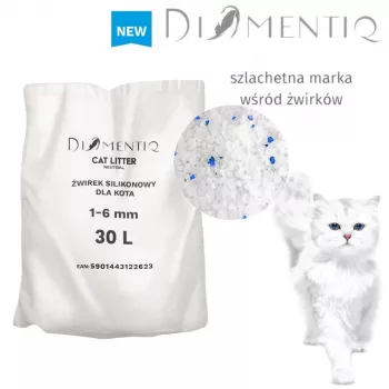 Kaķu pakaiši DIAMENTIQ Neutral klājošie silikona granulas 30 L — bez smaržas, 1–6 mm