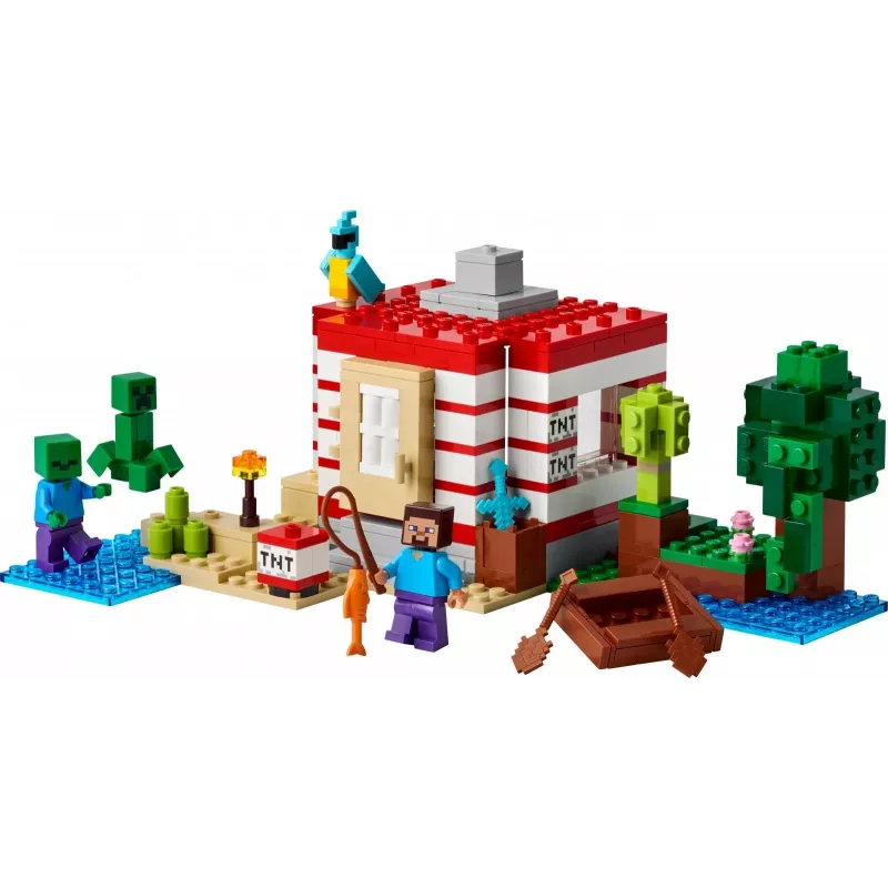 LEGO Minecraft komplekts 21275 TNT Džungļu māja, 287 gabali, 2 minifigūras, vecumam 8+