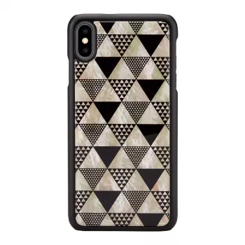 iKins aizsargmaciņš iPhone XS Max — melns piramīdas raksts, cietais apvalks