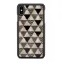 iKins aizsargmaciņš iPhone XS Max — melns piramīdas raksts, cietais apvalks