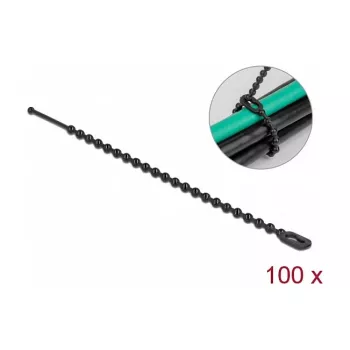 DeLOCK 19566 Pērlīšu kabeļa saite L 100 x W 2,4 mm melna 100 gab.