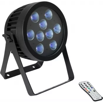 LED prožektors EUROLITE PAR 9 UV 9x3W – UV PAR gaisma skatuvei un klubam, 9 gaismas diodes 3W