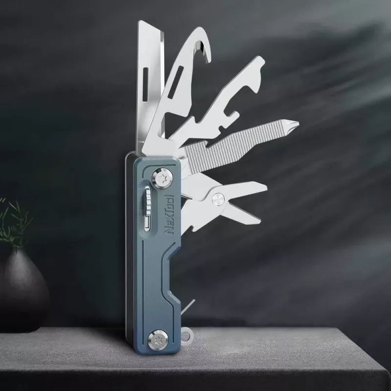 Daudzfunkciju nazis Nextool NE20098 10-in-1 — nerūsējošā tērauda saliekamais daudzinstruments, 7,5 cm salocītā veidā, 87 g, zaļš