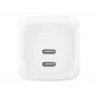 Belkin WCH020KQ2MWH-B6 iekštelpu ātrais lādētājs — 2x USB‑C, 2 m iebūvēts kabelis, balts