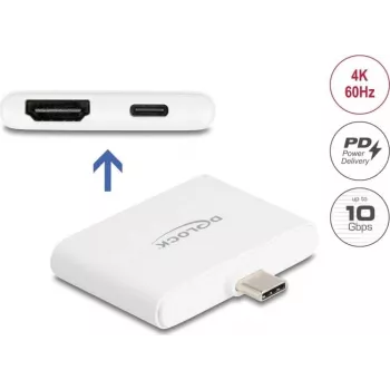 DELOCK USB-C adapteris uz HDMI 4K 60 Hz ar datiem un PD 94 W (61087)