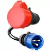 go-e CH-04-31 adapteris Gemini flex 11 kW, CEE sarkans 16 A trīsfāzu uz CEE zilu 16 A, IP55, 0,3 m, melns
