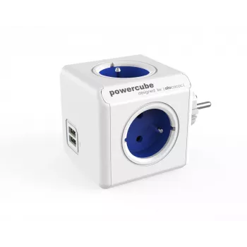 Allocacoc PowerCube Original USB (E) pagarinātājs 4 AC kontaktligzdas Zils, Balts