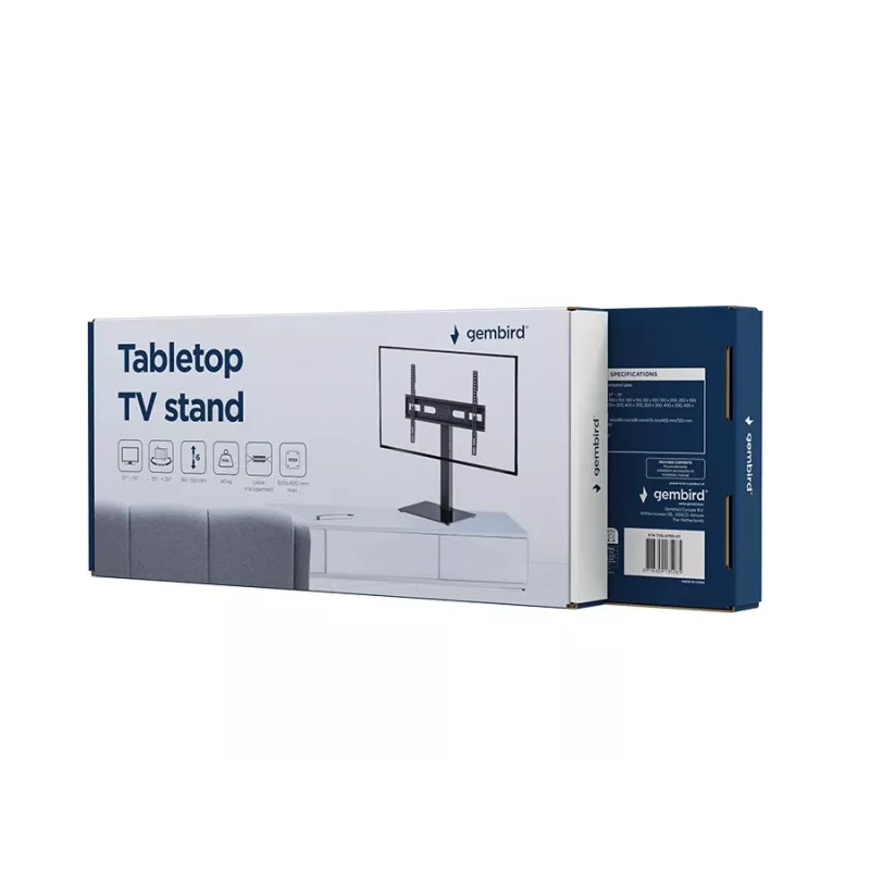 Gembird TVS-D75S-01 galda televizora statīvs, 37–75 collas, melns
