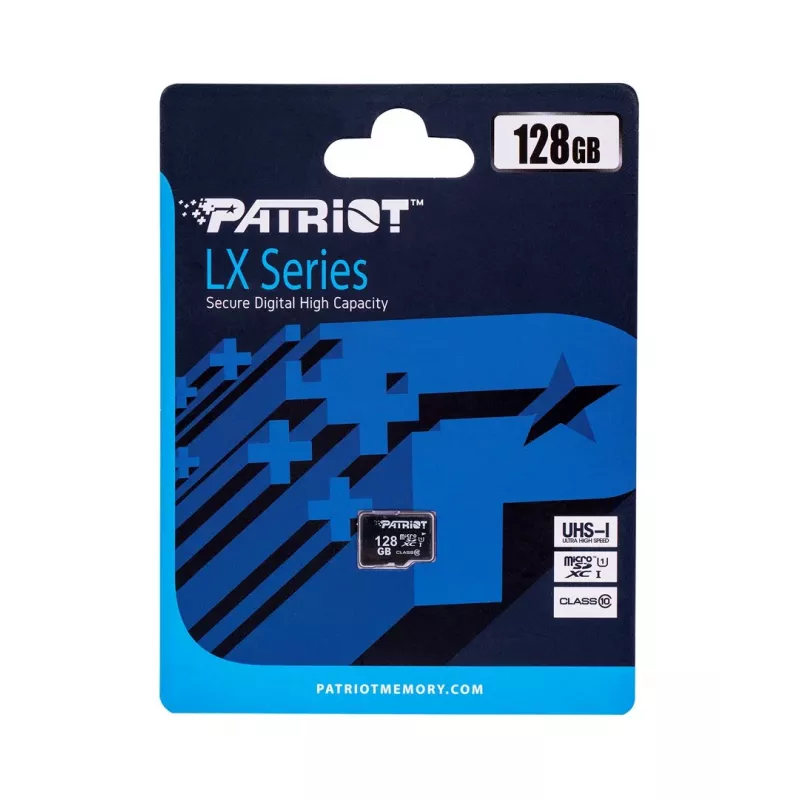 PATRIOT PSF128GMDC10 128 GB MicroSDXC atmiņas karte, UHS-I Class 10 U1, 80 MB/s, melna