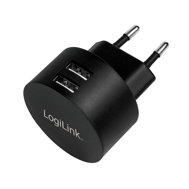 USB sienas lādētājs LogiLink PA0218 2x USB ports ātrai uzlādei 10.5W