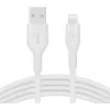 Belkin Cbl Scicone USB-A LTG 2M balts silikona kabelis USB-A uz USB-C/Lightning