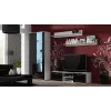 TV statīvs Cama Meble SOHO 140 — 1400×430×370 mm, balta virsma, melni spīdīgi fronti