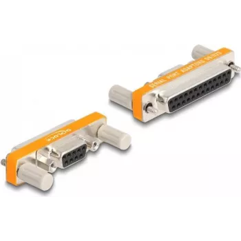 DELOCK 66983 dzimuma maiņas adapteris D-Sub 9 kontaktu uz D-Sub 25 kontaktu, zeltīti kontakti, oranžs/sudrabs