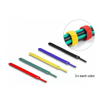 DeLOCK 19076 150x12mm dažādu krāsu lentes saite ar Velcro, 10 gab.