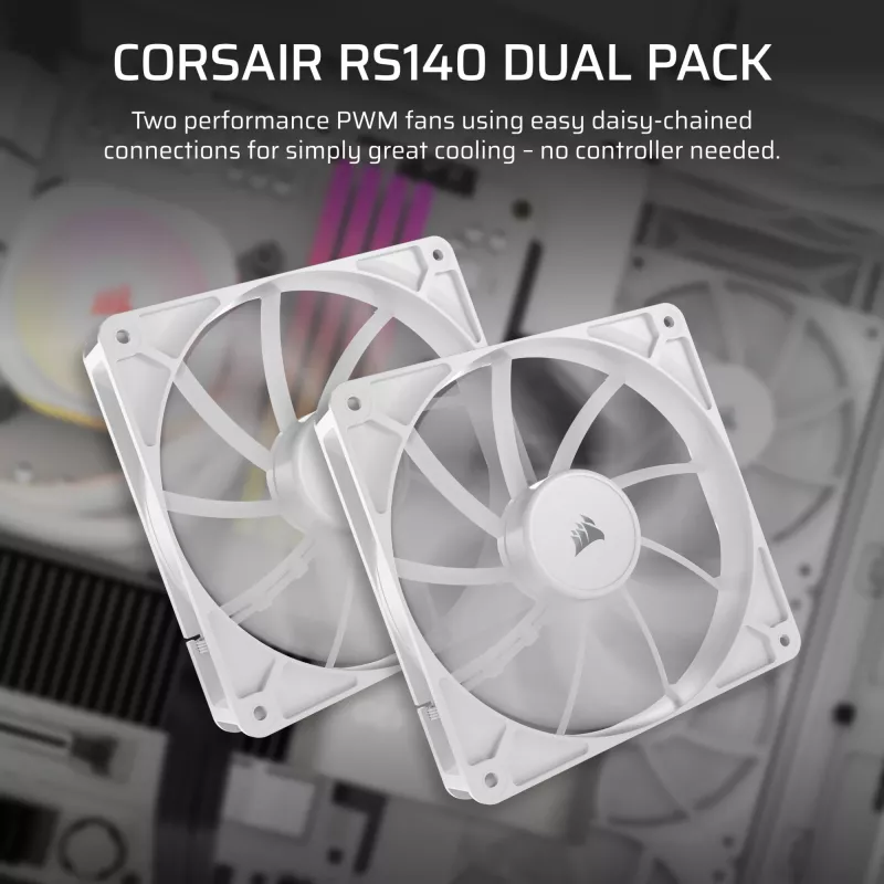 Corsair RS140 Dual Pack datora korpusa ventilatori, 140 mm, balti, CO-9050195-WW