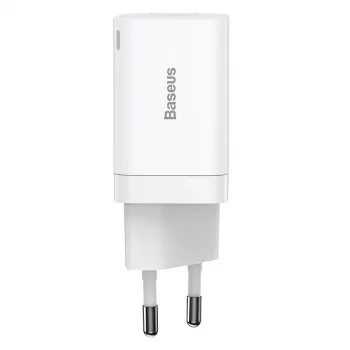 Baseus Super Si Pro ātrais lādētājs USB + USB-C 30W (balts)