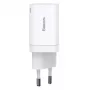 Baseus Super Si Pro ātrais lādētājs USB + USB-C 30W (balts)