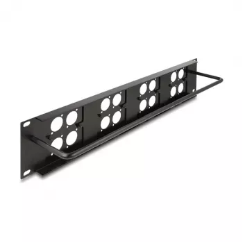 DeLOCK 88195 D-Type 19 collu sadales panelis ar 4 plāksnēm, 16 porti, 2U, melns