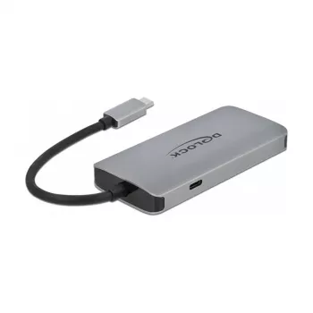 USB-C dokstacija Delock 63252 ar 3× USB-A, USB-C PD un Gigabit LAN