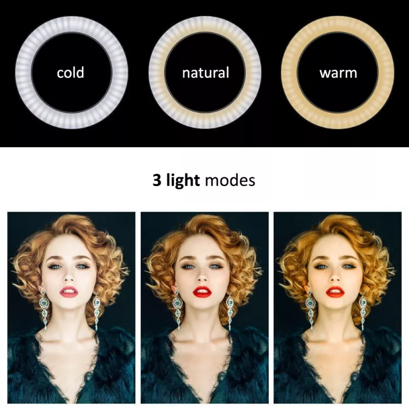 Maclean MCE610 10 12W LED gredzena gaisma ar statīvu un Bluetooth slēdzi