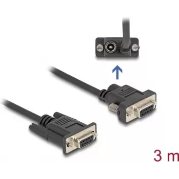 Delock 88239 RS-232 kabelis, D-Sub 9 ligzdas ar barošanu 9. kontaktā (DC 5,5 x 2,1 mm), 3 m, melns