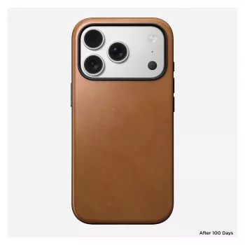 Mobilā telefona maciņš Nomad Modern Leather Case iPhone 17 Pro, 16 cm (6,3 collu), iedegums, āda & PC/TPU