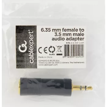 Cablexpert A-6.35F-3.5M audio adapteris 6.35 mm ligzda uz 3.5 mm spraudni