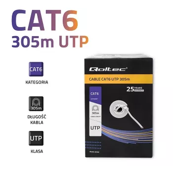 QOLTEC 50359 UTP kabelis CAT6 305m zils