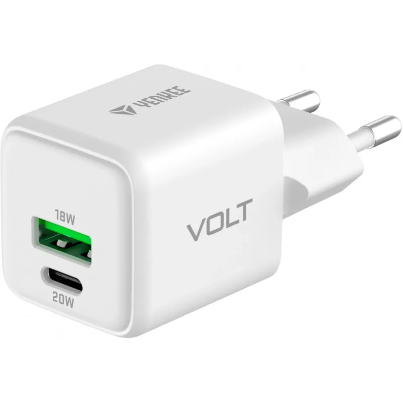 YENKEE YAC G38 20W 3A Power Delivery USB-C un USB-A sienas lādētājs