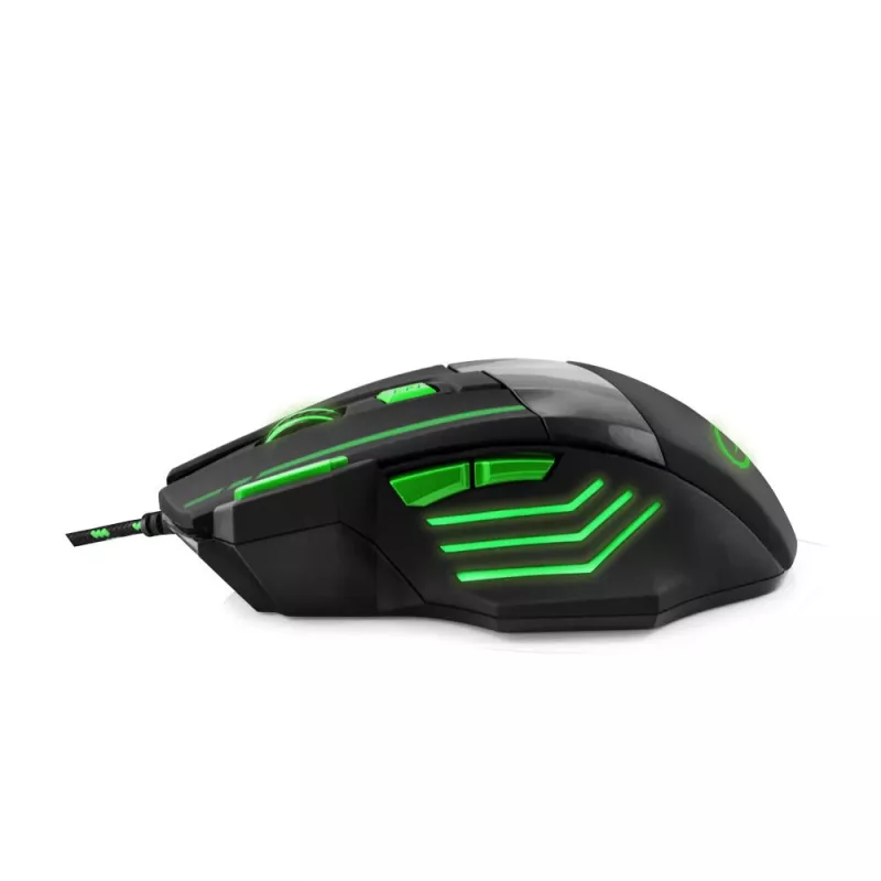 Esperanza EGM201G MX201 Wolf spēļu pele ar vadu, 7D, optiskā, 2400 DPI, USB, zaļa