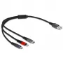 USB lādēšanas kabelis DeLOCK 3 in 1 Type-A uz Lightning, Micro USB, USB Type-C 30 cm