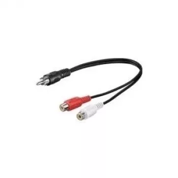 Wentronic Goobay RCA-Adaptera kabelis, melns, 0,2 m - RCA-Spalva > 2x RCA-Ligzda (Audio kreisais/labais) (50005)