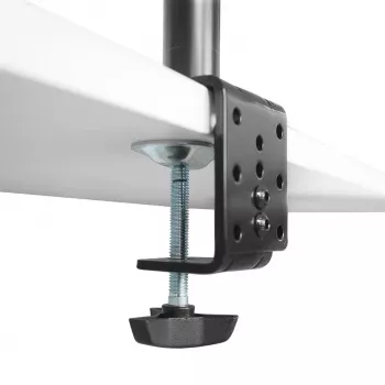 Maclean MC-967 Divu monitoru vertikālais galda stiprinājums, VESA 100x100, 13-27 inch, 2x 9 kg, pulverkrāsots, slīpums, rotācija